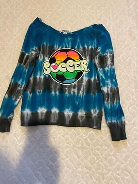 American Vintage Blue Tie-Dye Soccer Graphic Tee